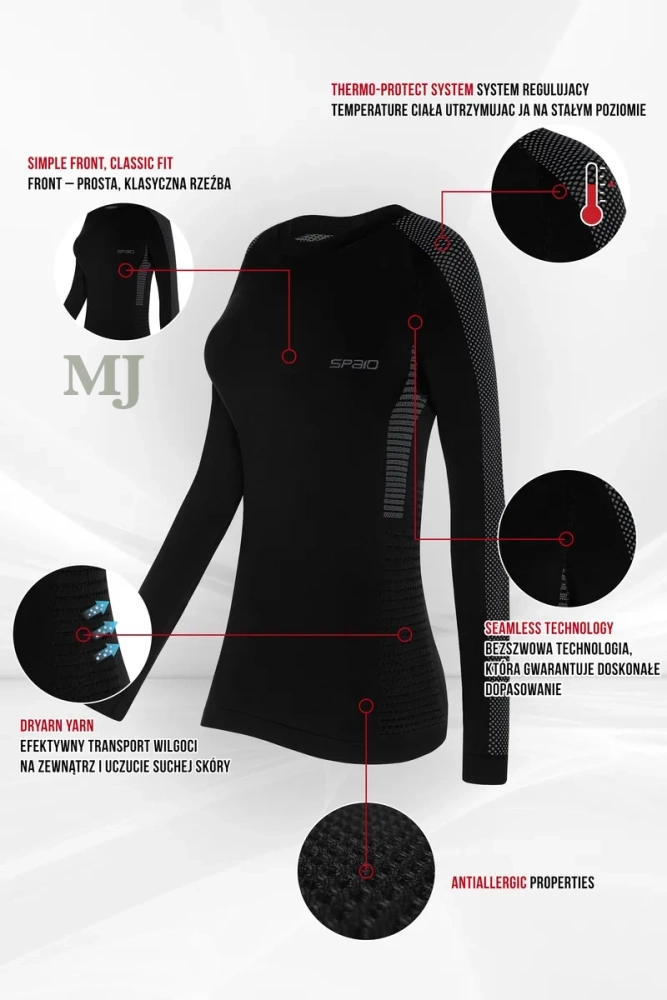 Damska koszulka termoaktywna z długim rękaem czarno-niebieska Fierce