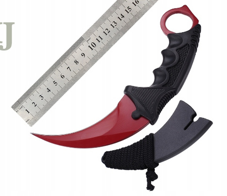 Nóż Karambit czerwony lśniący 