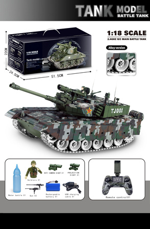 Czołg bojowy 1:18 RC HH Poland – duży, zdalnie sterowany model z kamerą WiFi, efektami dźwiękowymi i świetlnymi