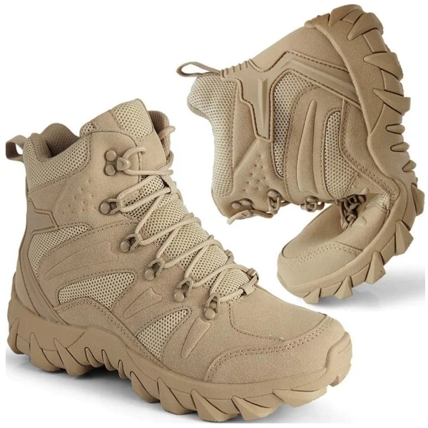 FOXTER® Buty trekkingowe taktyczne wojskowe wodoodporne khaki rozmiar 43