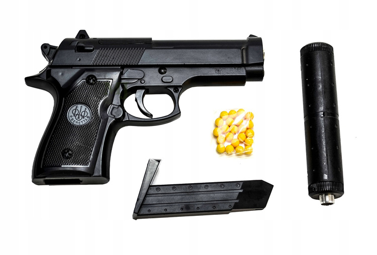 Metalowy Pistolet z Tłumikiem Beretta V1+ ASG na Kulki