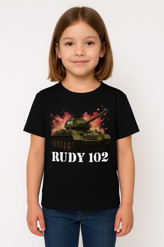 Koszulka T-shirt Chłopięca Czołg Rudy 102  Czarna