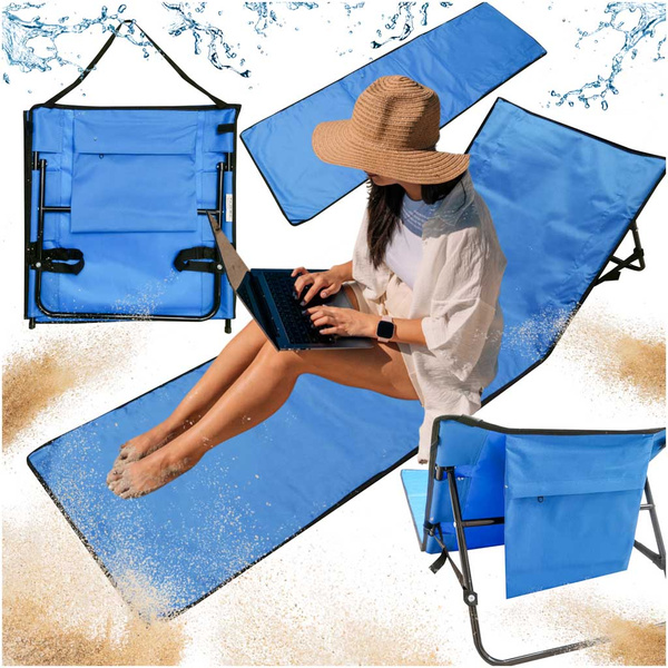 Mata plażowa składana z oparciem leżak składany 2w1