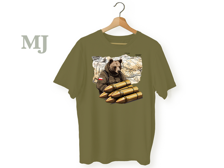 Koszulka T-shirt Miś Wojtek chłopięca Khaki