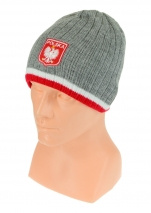 Czapka zimowa POLSKI szara (herb) wzór G-24