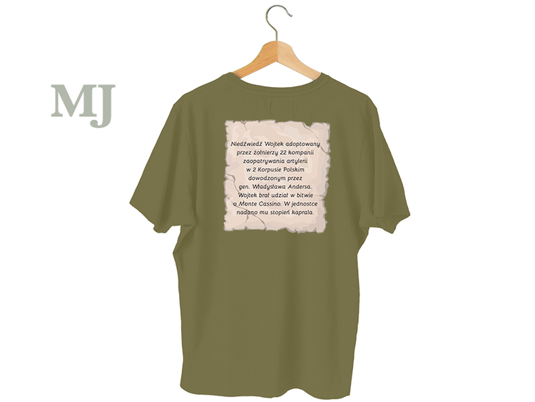 Koszulka T-shirt Miś Wojtek Dziewczęca Khaki