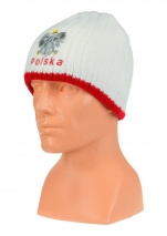 Czapka zimowa POLSKI - biała (napis) wzór G-07