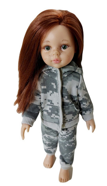 Ubranko dla lalki 32cm dziewczęcy dres moro kamuflaż acu pixel