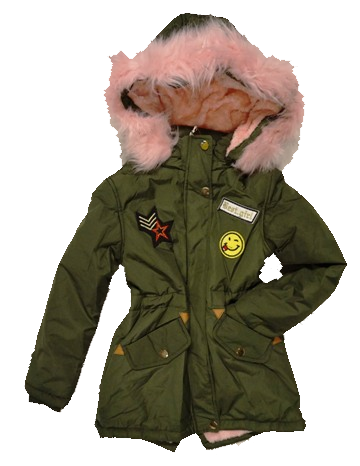 Kurtka zimowa dziewczęca/dziecięca parka z różowym futrem i kapturem