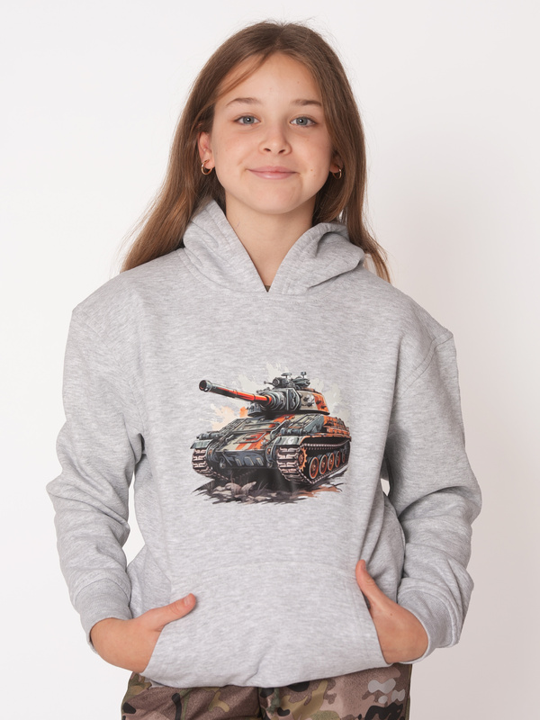 Bluza dziewczęca nadruk Czołg szara
