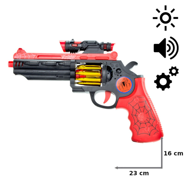 Pistolet sygnałowy spiderman dźwięk + światło 011226