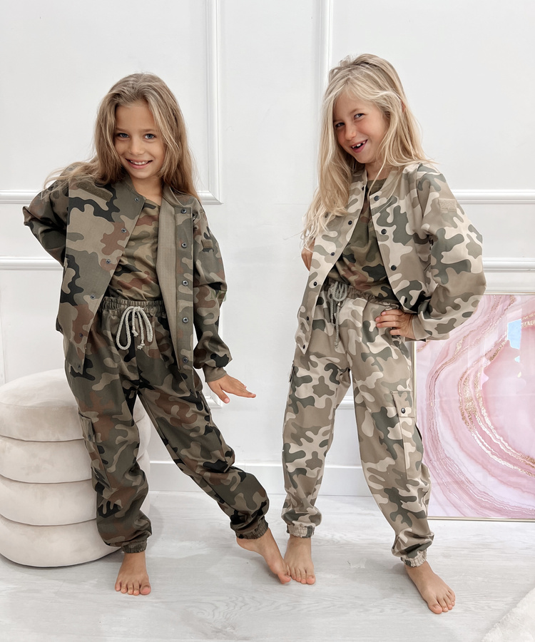 Komplet moro dla dziewczynki bomberka i joggery WZ.93 Produkt Polski