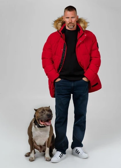 Kurtka zimowa pikowana parka z kapturem Pitbull West Coast FOREST Czerwona