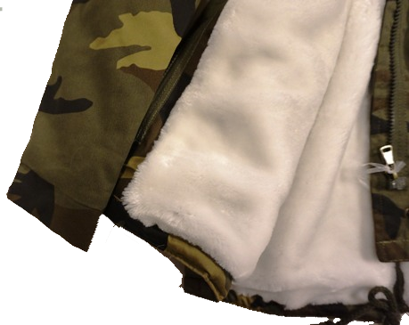 Kurtka zimowa dziewczęca parka moro z białym futrem