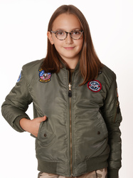 Kurtka dziewczęca Lotnicza Pilotka MA1 kolor oliv