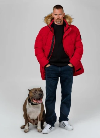 Kurtka zimowa pikowana parka z kapturem Pitbull West Coast  FOREST Czerwona