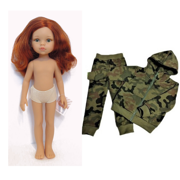 Lalka 32cm rude gęste włosy w dresie moro WZ-93