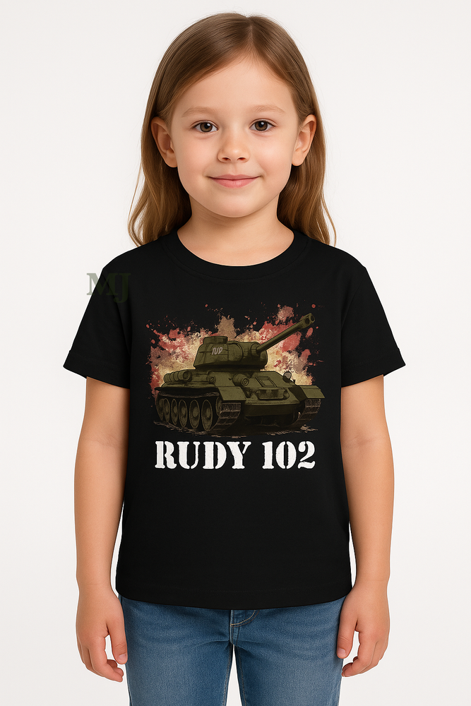 Koszulka T-shirt Dziewczęca Czołg Rudy 102 czarna