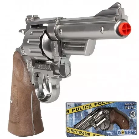 Rewolwer metalowy Gohner rewolwer policyjny 12 naboi srebrny na spłonke pulio 606701