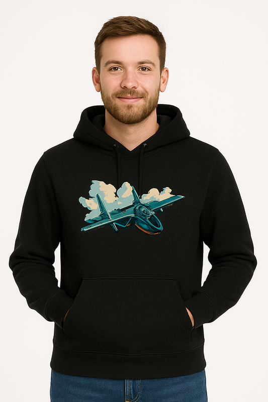 Bluza męska nadruk Samolot Lockheed P-38 Lightning czarna