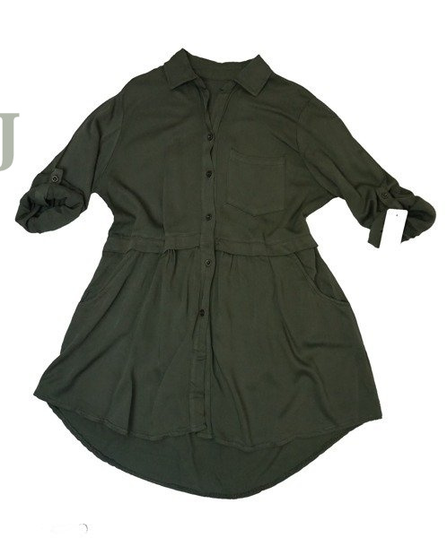 Tunika/koszula damska khaki/oliwkowa z kieszeniami