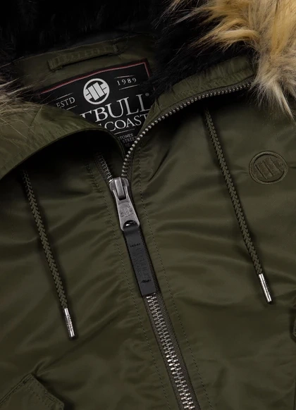 Kurtka zimowa męska z kapturem PitBull West Coast Harvest Oliwkowa