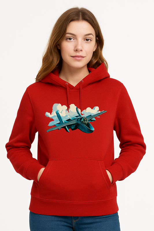 Bluza damska nadruk Samolot Lockheed P-38 Lightning czerwona