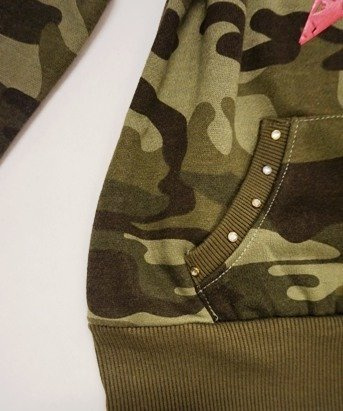 Bluza dziewczęca moro z kapturem