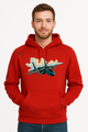 Bluza męska nadruk Samolot Lockheed P-38 Lightning czerwona