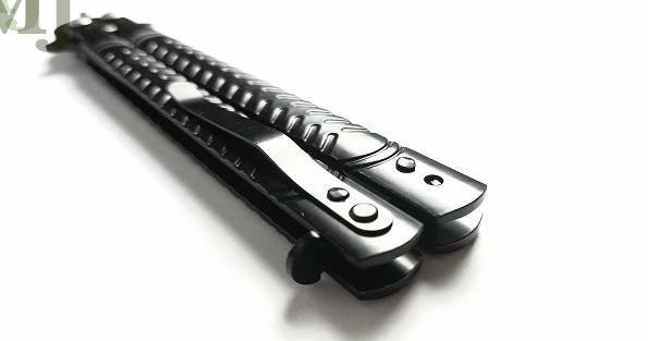 Nóż motylkowy motylek składany czarny strzałki