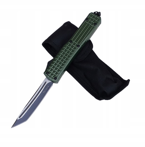 Nóż sprężynowy zielony automat 10022