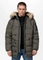 Kurtka zimowa pikowana parka z kapturem Pitbull West Coast KINGSTON II Oliwkowa
