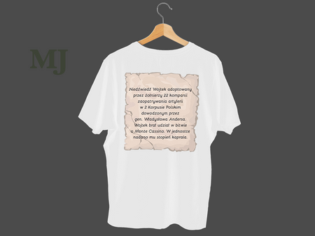 Koszulka T-shirt Miś Wojtek Biała Dziewczęca