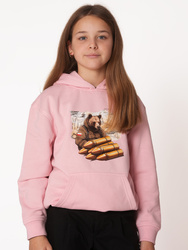 Bluza dziewczęca nadruk Miś Wojtek jasny róż