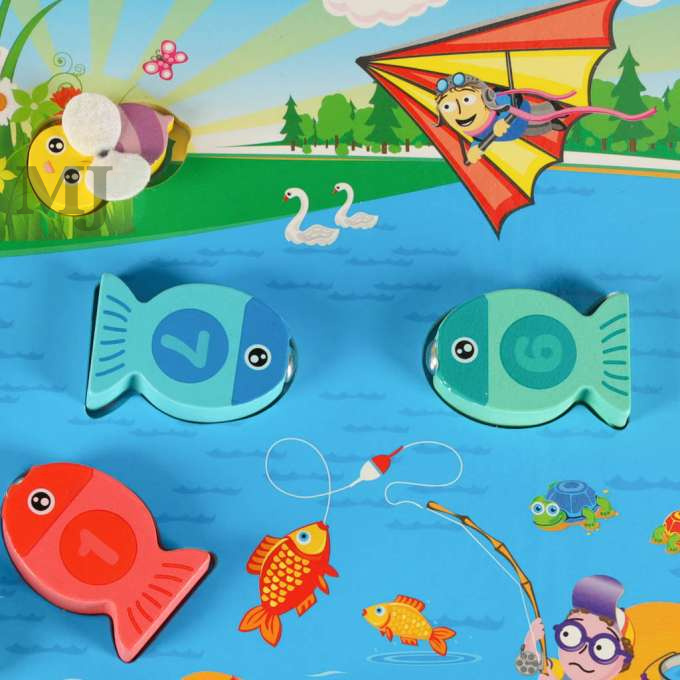 Gra drewniana - łowienie rybek na magnes, pszczółki, Montessori