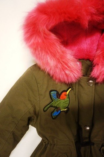 Kurtka zimowa dziewczęca/dziecięca parka z różowym futrem i kapturem