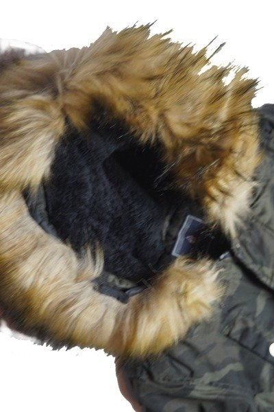 Kurtka parka moro chłopięca z kapturem futro.