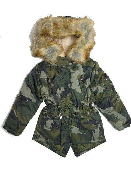 Kurtka parka moro chłopięca jasny baranek kaptur z futrem