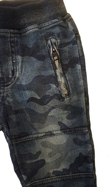 Spodnie bawełniane moro chłopięce/dziecięce-motyw dżins.