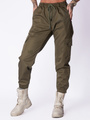 Spodnie joggery moro olive damskie dwie kieszenie boczne