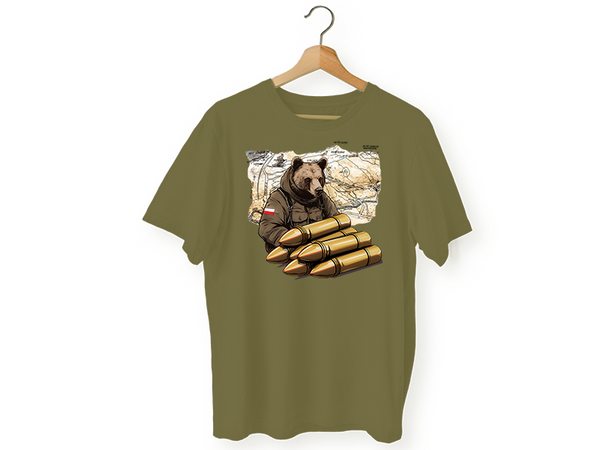 Koszulka T-shirt Miś Wojtek chłopięca Khaki 