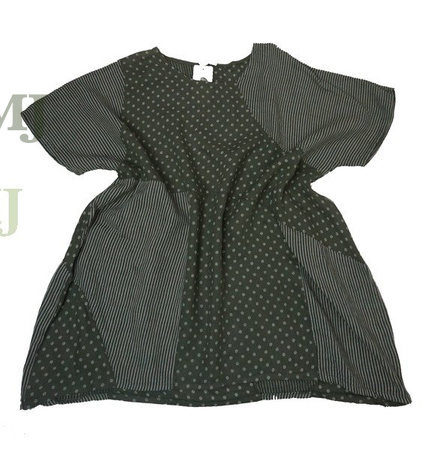 Sukienka/tunika lniana damska khaki/oliwkowa grochy/paski