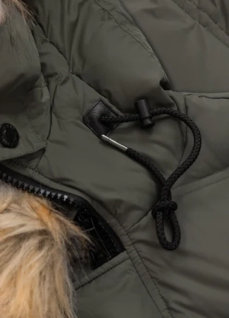 Kurtka zimowa pikowana parka z kapturem Pitbull West Coast KINGSTON II Oliwkowa