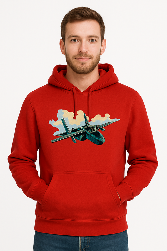 Bluza męska nadruk Samolot Lockheed P-38 Lightning czerwona