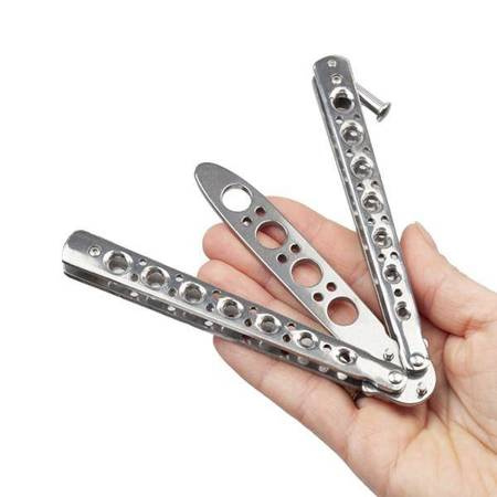 Nóż składany treningowy motylek srebrny