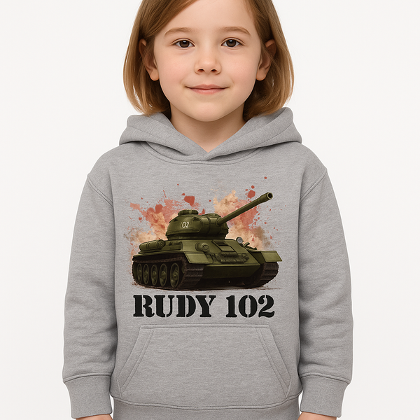 Bluza dziewczęca nadruk Czołg Rudy 102 szary