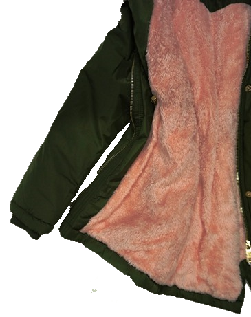 Kurtka zimowa dziewczęca/dziecięca parka z różowym futrem i kapturem