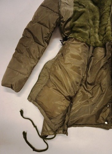 Kurtka zimowa dziewczęca khaki z kapturem