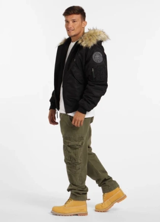 Kurtka zimowa męska z kapturem PitBull West Coast Harvest Czarna