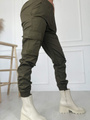 Spodnie joggery damskie olive z kieszenią na nogawce rip-stop